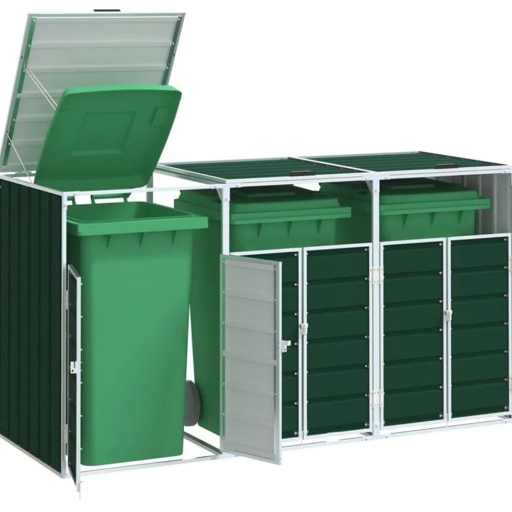 Huishoudelijke Benodigdheden*vidaXL Containerberging voor 3 containers 216x81x115 cm staal Groen