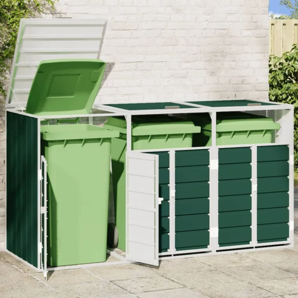 Huishoudelijke Benodigdheden*vidaXL Containerberging voor 3 containers 216x81x115 cm staal Groen