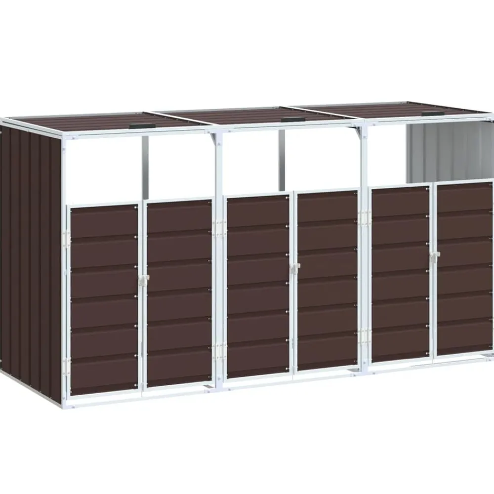 Huishoudelijke Benodigdheden*vidaXL Containerberging voor 3 containers 216x81x115 cm staal Bruin