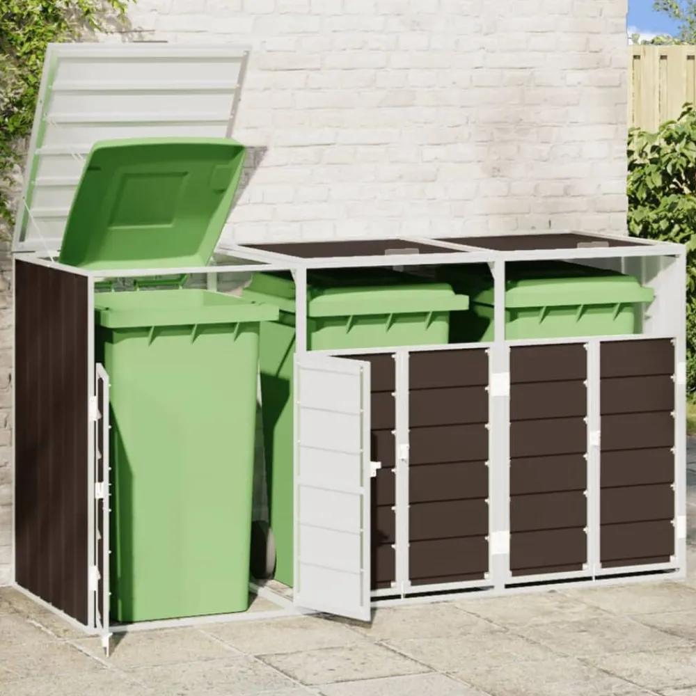 Huishoudelijke Benodigdheden*vidaXL Containerberging voor 3 containers 216x81x115 cm staal Bruin