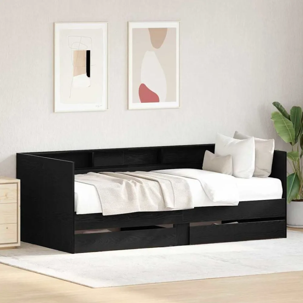 Dagbed met hoofdeinde 100 x 200 cm Bewerkt hout>vidaXL Online
