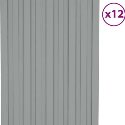 Bouwmaterialen*vidaXL Dakpaneel 12 pcs 60 x 45 cm Gegalvaniseerd staal Grijs