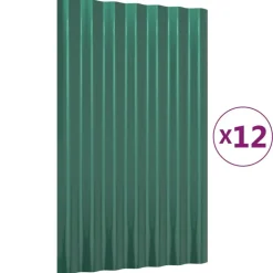 Bouwmaterialen*vidaXL Dakpanelen 12 st 60x36 cm gegalvaniseerd staal Groen
