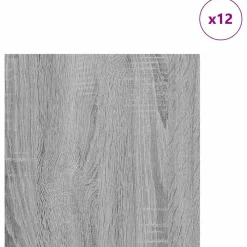 Kunst & Entertainment*vidaXL Decorpanelen 12 pcs 30 x 30 x 0,27 cm Bewerkt hout Grijs sonoma