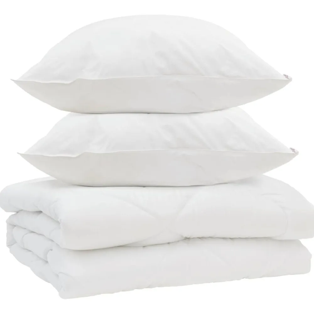 Dekbed met kussen 3 pcs Wit Microfibre>vidaXL Best