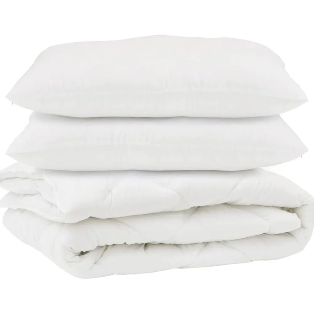 Dekbed met kussen 3 pcs Wit Microvezel>vidaXL