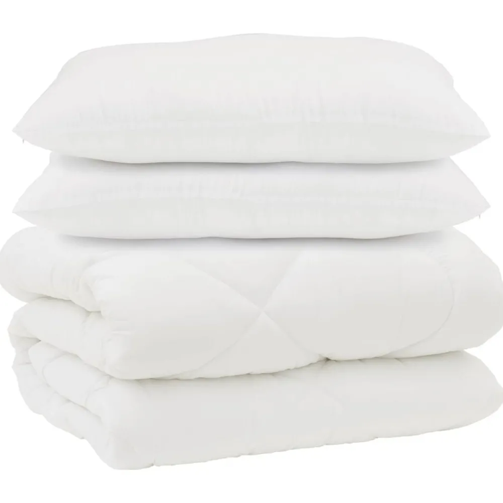Dekbed met Kussens 3 pcs Wit Microfiber en Dons Feather>vidaXL Online
