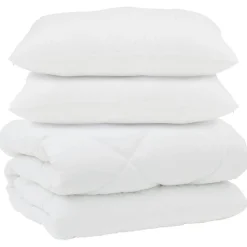 Linnengoed*vidaXL Dekbed met Kussens 3 pcs Wit Microfiber en Dons Feather
