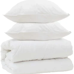 Linnengoed*vidaXL Dekbed met Kussens met kussen 3 pcs Wit Microvezel