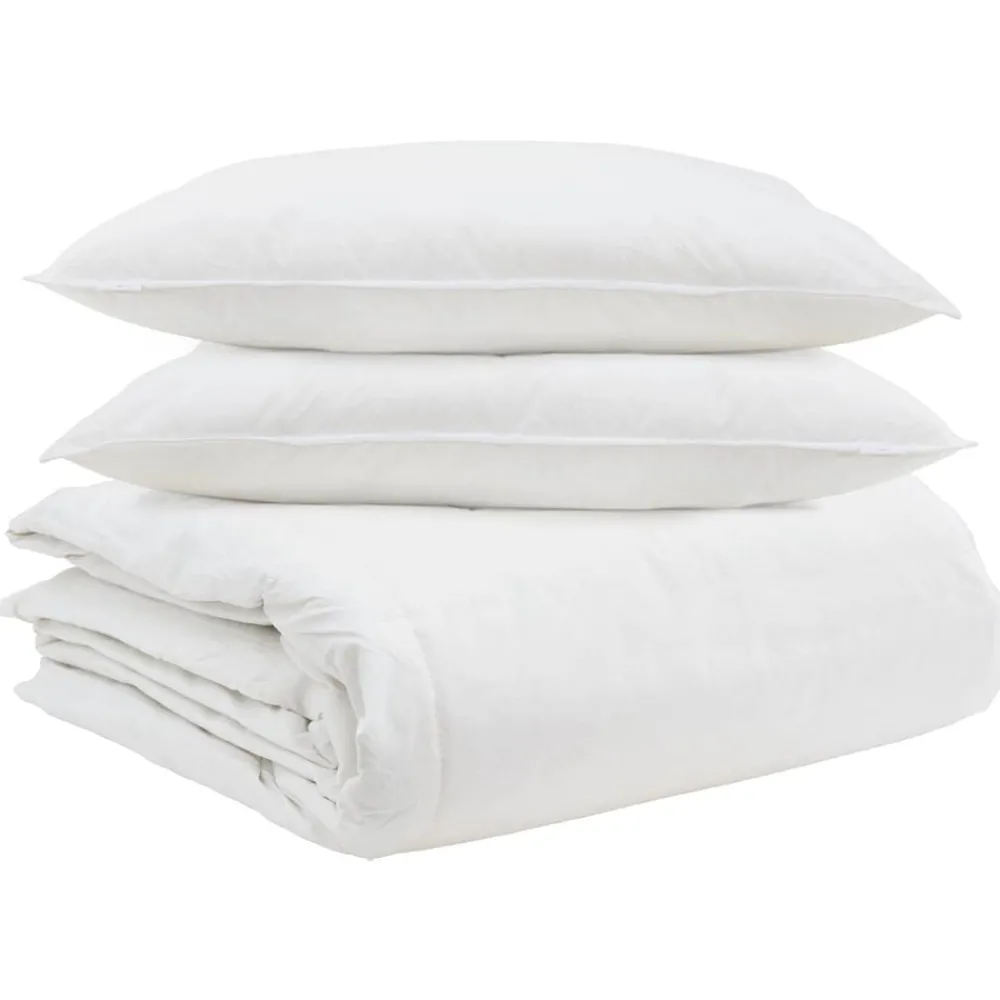Linnengoed*vidaXL Dekbed Set met kussen 3 pcs Wit Donsveertjes