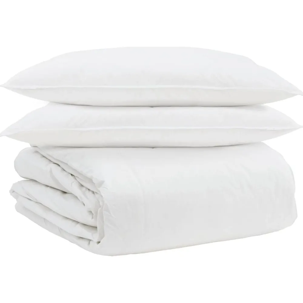 Linnengoed*vidaXL Dekbed Set met kussen 3 pcs Wit Donsveertjes