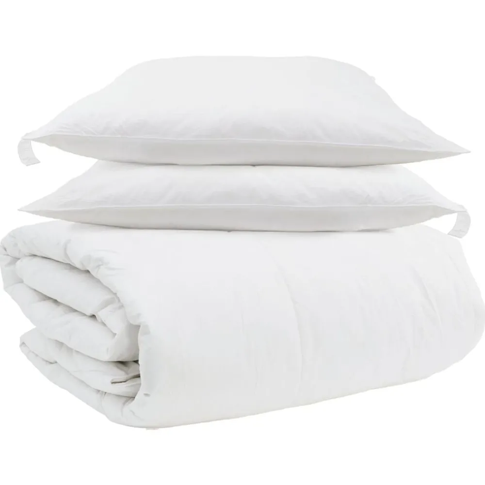 Linnengoed*vidaXL Dekbed Set met kussen 3 pcs Wit Donsveertjes