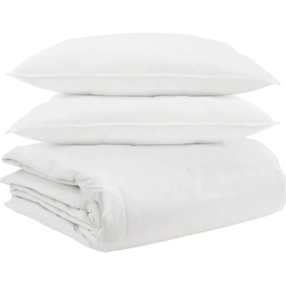 Dekbed Set met kussen 3 pcs Wit Donsveertjes>vidaXL Outlet