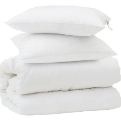 Linnengoed*vidaXL Dekbed Set met kussen 3 pcs Wit Microfiber en Dons Feather