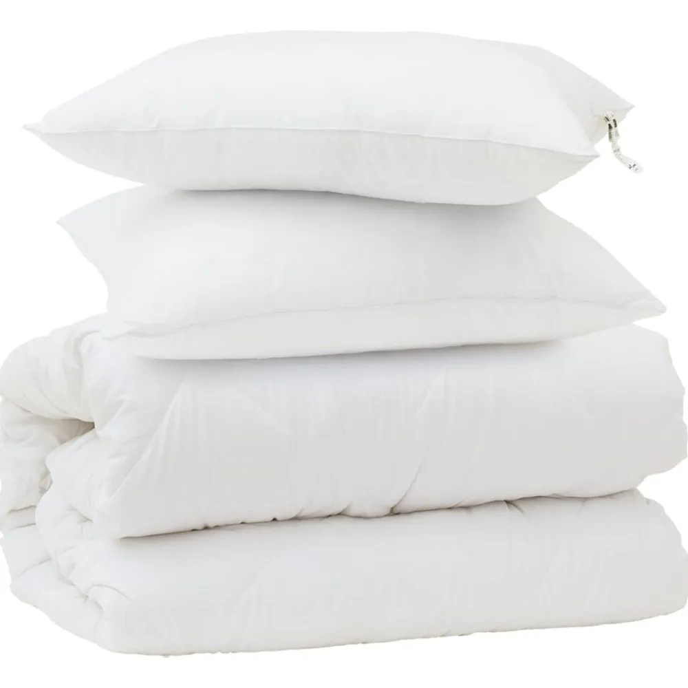 Linnengoed*vidaXL Dekbed Set met kussen 3 pcs Wit Microfiber en Dons Feather