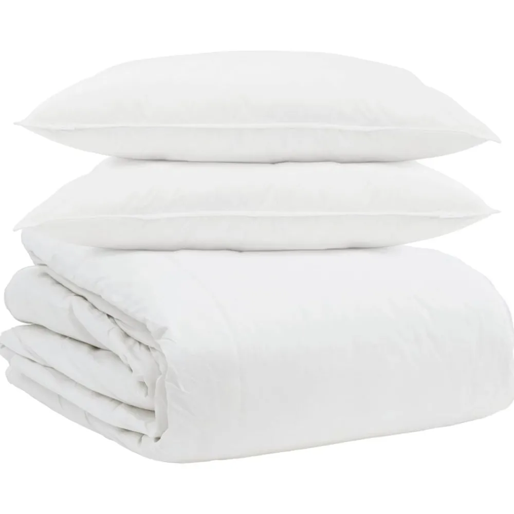Dekbed Set met kussen 3 pcs Wit Donsveertjes>vidaXL Clearance