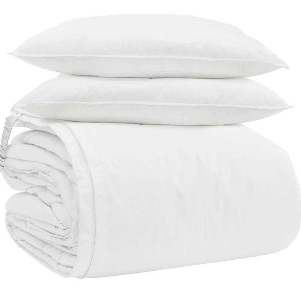 Linnengoed*vidaXL Dekbed Set met kussen 3 pcs Wit Donsveertjes