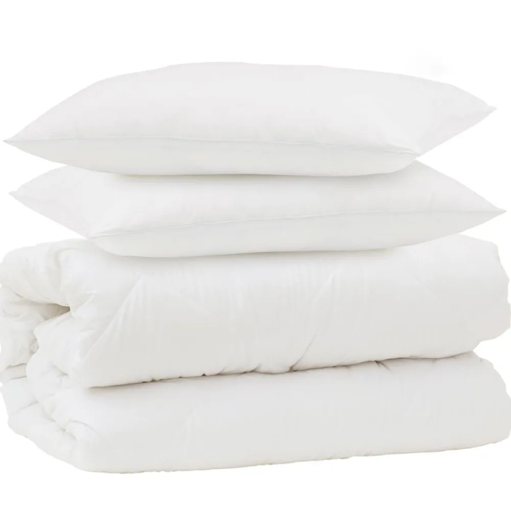 Dekbed Set met kussen 3 pcs Wit Microfiber en Dons Feather>vidaXL Hot