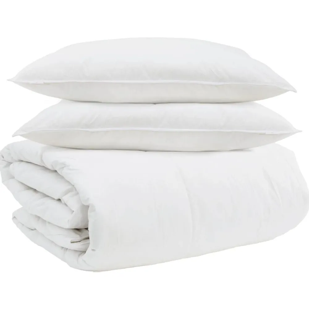 Linnengoed*vidaXL Dekbed Set met kussen 3 pcs Wit Donsveertjes