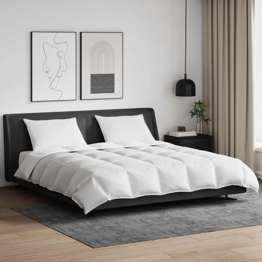 Linnengoed*vidaXL Dekbed Set met kussen 3 pcs Wit Donsveertjes