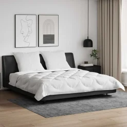 Linnengoed*vidaXL Dekbed Set met kussen 3 pcs Wit Microfiber en Dons Feather