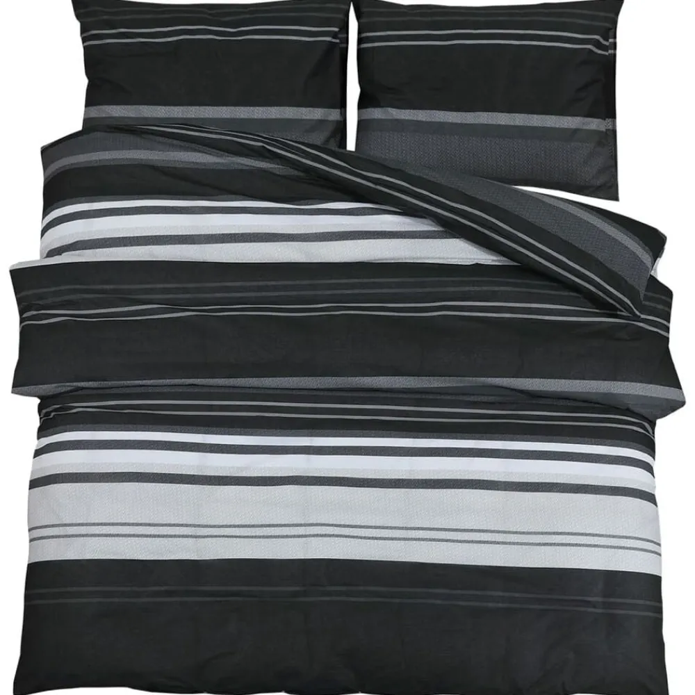 Dekbedovertrekset 140x200 cm katoen zwart en wit>vidaXL Outlet