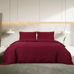 Linnengoed*vidaXL Dekbedovertrekset lichtgewicht 200x200 cm microvezel bordeaux Rood