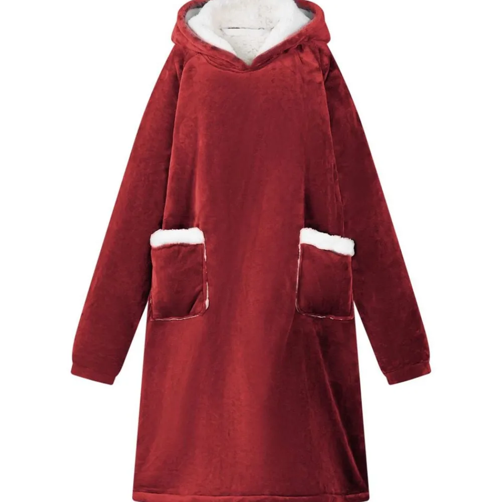 Deken hoodie Bordeaux Rood M Fleece en Flanel>vidaXL Discount