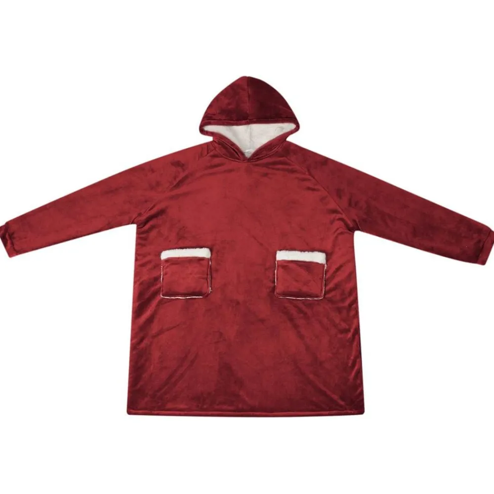 Deken hoodie Bordeaux Rood M Fleece en Flanel>vidaXL Discount