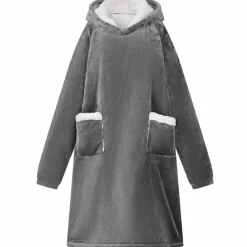 Kleding & Accessoires*vidaXL Deken hoodie M Fleece en Flanel Donkergrijs