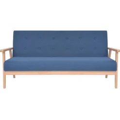 Banken*vidaXL 3-delig Bankstel stof Blauw
