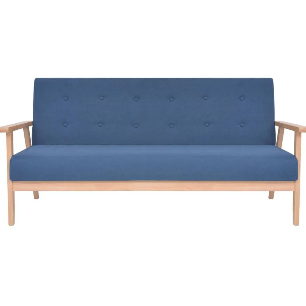 Banken*vidaXL 3-delig Bankstel stof Blauw