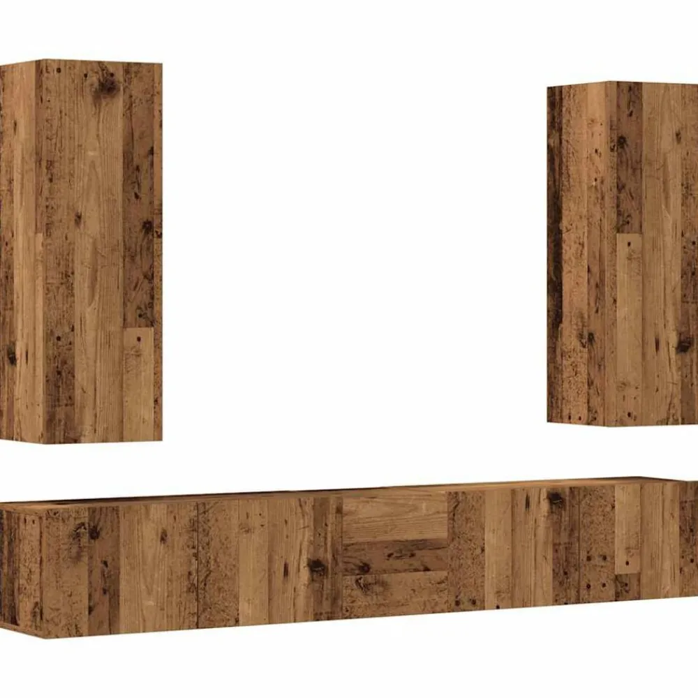 Tv-Meubels*vidaXL 5-delig Tv-meubelset wandmontage bewerkt hout kleurig Oud hout
