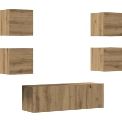 Tv-Meubels*vidaXL 5-delig Tv-meubelset wandmontage bewerkt hout artisanaal eiken artisanaal eikenkleurig