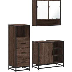 3-delige Badkamermeubelset bewerkt hout>vidaXL Best