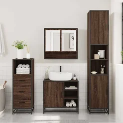 3-delige Badkamermeubelset bewerkt hout><noscript><img width=