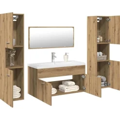 5-delige Badkamermeubelset bewerkt hout artisanaal eikenkleur>vidaXL Sale
