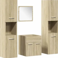 4-delige Badkamermeubelset bewerkt hout kleurig>vidaXL New