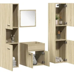 4-delige Badkamermeubelset bewerkt hout kleurig>vidaXL New