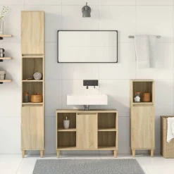 3-delige Badkamermeubelset bewerkt hout kleurig><noscript><img width=
