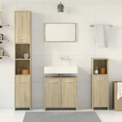 Meubelsets*vidaXL 4-delige Badkamermeubelset bewerkt hout kleurig Sonoma eiken