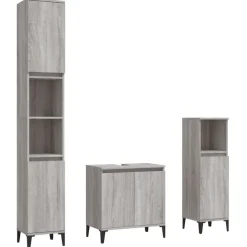 3-delige Badkamermeubelset bewerkt hout eikenkleur>vidaXL Clearance