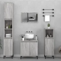 3-delige Badkamermeubelset bewerkt hout eikenkleur>vidaXL Clearance
