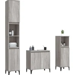 3-delige Badkamermeubelset bewerkt hout eikenkleur><noscript><img width=