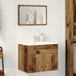 Meubelsets*vidaXL 2-delige Badkamermeubelset bewerkt hout kleurig Oud hout