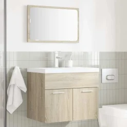 2-delige Badkamermeubelset bewerkt hout kleurig><noscript><img width=