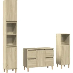 3-delige Badkamermeubelset bewerkt hout kleurig>vidaXL Hot