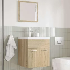 3-delige Badkamermeubelset bewerkt hout kleurig><noscript><img width=