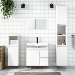 Meubelsets*vidaXL 3-delige Badkamermeubelset bewerkt hout Wit