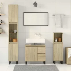 3-delige Badkamermeubelset bewerkt hout kleurig><noscript><img width=